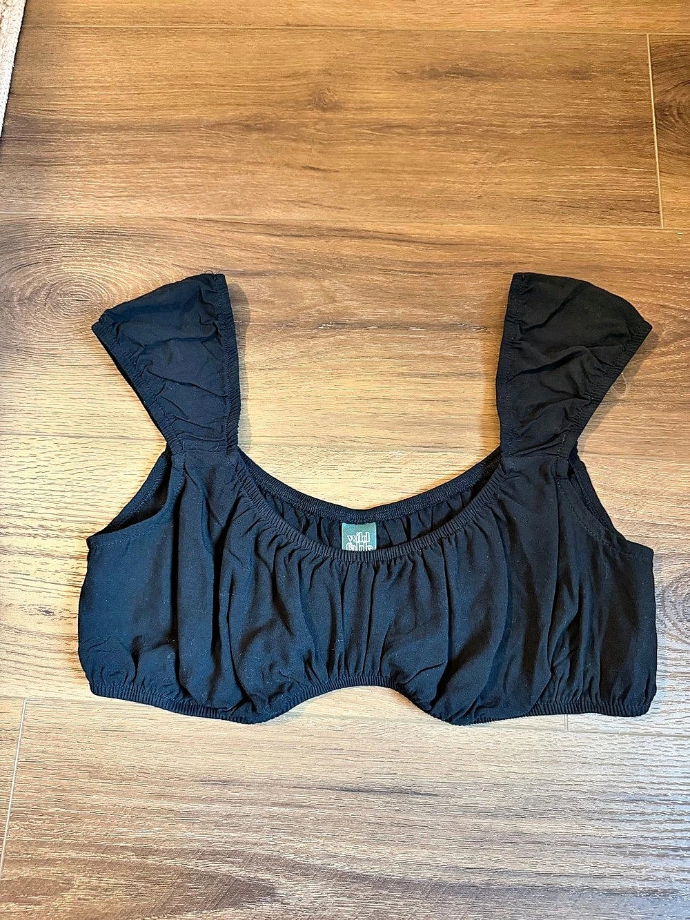 Black Ruched Crop Top